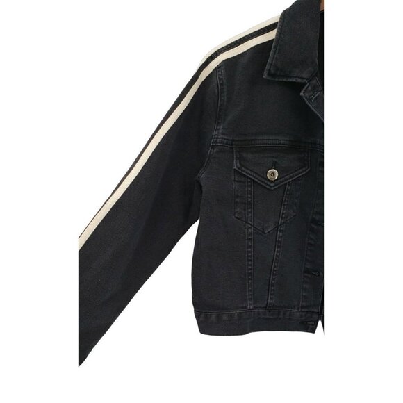 Pistola Black Jean Jacket Women Small 4 6 8 Oversized Cropped Stripe Modal Denim - Picture 6 of 12